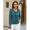 imageBlooming Jelly Womens Dressy Casual Blouse Business Long Sleeve Tops Ruffle V Neck Work Shirt Fall Outfit 2024Turquoise