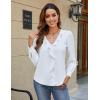 imageBlooming Jelly Womens Dressy Casual Blouse Business Long Sleeve Tops Ruffle V Neck Work Shirt Fall Outfit 2024White