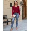 imageBlooming Jelly Womens Dressy Casual Blouse Business Long Sleeve Tops Ruffle V Neck Work Shirt Fall Outfit 2024Wine Red
