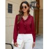 imageBlooming Jelly Womens Dressy Casual Blouse Business Long Sleeve Tops Ruffle V Neck Work Shirt Fall Outfit 2024Wine Red