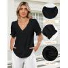 imageBlooming Jelly Womens Dressy Casual Blouse Business Short Sleeve Shirt Ruffle Pleated V Neck Work Summer Tops 2025Black