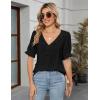 imageBlooming Jelly Womens Dressy Casual Blouse Business Short Sleeve Shirt Ruffle Pleated V Neck Work Summer Tops 2025Black