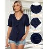 imageBlooming Jelly Womens Dressy Casual Blouse Business Short Sleeve Shirt Ruffle Pleated V Neck Work Summer Tops 2025Dark Blue