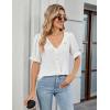 imageBlooming Jelly Womens Dressy Casual Blouse Business Short Sleeve Shirt Ruffle Pleated V Neck Work Summer Tops 2025White