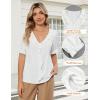 imageBlooming Jelly Womens Dressy Casual Blouse Business Short Sleeve Shirt Ruffle Pleated V Neck Work Summer Tops 2025White