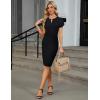 imageBlooming Jelly Womens Dressy Casual Blouse Trendy Summer Petal Short Sleeve Tops Work Blouses Pleated Keyhole ShirtsBlack