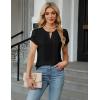 imageBlooming Jelly Womens Dressy Casual Blouse Trendy Summer Petal Short Sleeve Tops Work Blouses Pleated Keyhole ShirtsBlack