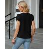 imageBlooming Jelly Womens Dressy Casual Blouse Trendy Summer Petal Short Sleeve Tops Work Blouses Pleated Keyhole ShirtsBlack