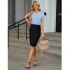 imageBlooming Jelly Womens Dressy Casual Blouse Trendy Summer Petal Short Sleeve Tops Work Blouses Pleated Keyhole ShirtsBlue