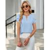 imageBlooming Jelly Womens Dressy Casual Blouse Trendy Summer Petal Short Sleeve Tops Work Blouses Pleated Keyhole ShirtsBlue