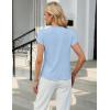 imageBlooming Jelly Womens Dressy Casual Blouse Trendy Summer Petal Short Sleeve Tops Work Blouses Pleated Keyhole ShirtsBlue