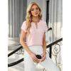 imageBlooming Jelly Womens Dressy Casual Blouse Trendy Summer Petal Short Sleeve Tops Work Blouses Pleated Keyhole ShirtsPink