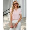 imageBlooming Jelly Womens Dressy Casual Blouse Trendy Summer Petal Short Sleeve Tops Work Blouses Pleated Keyhole ShirtsPink
