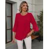 imageBlooming Jelly Womens Dressy Casual Blouses 34 Sleeve Ruffle Business Tops Summer Work Shirts 2025Red