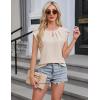 imageBlooming Jelly Womens Dressy Casual Blouses Business Short Sleeve T Shirts Summer Work Top Pleated Keyhole ShirtsApricot