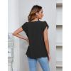 imageBlooming Jelly Womens Dressy Casual Blouses Business Short Sleeve T Shirts Summer Work Top Pleated Keyhole ShirtsBlack