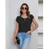 imageBlooming Jelly Womens Dressy Casual Blouses Business Short Sleeve T Shirts Summer Work Top Pleated Keyhole ShirtsBlack