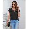 imageBlooming Jelly Womens Dressy Casual Blouses Business Short Sleeve T Shirts Summer Work Top Pleated Keyhole ShirtsBlack