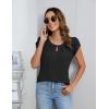 imageBlooming Jelly Womens Dressy Casual Blouses Business Short Sleeve T Shirts Summer Work Top Pleated Keyhole ShirtsBlack