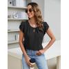imageBlooming Jelly Womens Dressy Casual Blouses Business Short Sleeve T Shirts Summer Work Top Pleated Keyhole ShirtsBlack