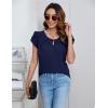 imageBlooming Jelly Womens Dressy Casual Blouses Business Short Sleeve T Shirts Summer Work Top Pleated Keyhole ShirtsDark Blue