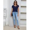 imageBlooming Jelly Womens Dressy Casual Blouses Business Short Sleeve T Shirts Summer Work Top Pleated Keyhole ShirtsDark Blue