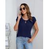 imageBlooming Jelly Womens Dressy Casual Blouses Business Short Sleeve T Shirts Summer Work Top Pleated Keyhole ShirtsDark Blue