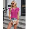 imageBlooming Jelly Womens Dressy Casual Blouses Business Short Sleeve T Shirts Summer Work Top Pleated Keyhole ShirtsHot Pink