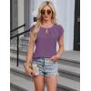 imageBlooming Jelly Womens Dressy Casual Blouses Business Short Sleeve T Shirts Summer Work Top Pleated Keyhole ShirtsPurple
