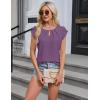 imageBlooming Jelly Womens Dressy Casual Blouses Business Short Sleeve T Shirts Summer Work Top Pleated Keyhole ShirtsPurple