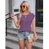 imageBlooming Jelly Womens Dressy Casual Blouses Business Short Sleeve T Shirts Summer Work Top Pleated Keyhole ShirtsPurple