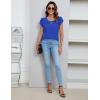 imageBlooming Jelly Womens Dressy Casual Blouses Business Short Sleeve T Shirts Summer Work Top Pleated Keyhole ShirtsRoyal Blue