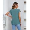 imageBlooming Jelly Womens Dressy Casual Blouses Business Short Sleeve T Shirts Summer Work Top Pleated Keyhole ShirtsSeagreen
