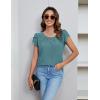 imageBlooming Jelly Womens Dressy Casual Blouses Business Short Sleeve T Shirts Summer Work Top Pleated Keyhole ShirtsSeagreen