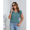 imageBlooming Jelly Womens Dressy Casual Blouses Business Short Sleeve T Shirts Summer Work Top Pleated Keyhole ShirtsSeagreen