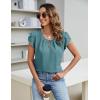 imageBlooming Jelly Womens Dressy Casual Blouses Business Short Sleeve T Shirts Summer Work Top Pleated Keyhole ShirtsSeagreen
