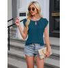 imageBlooming Jelly Womens Dressy Casual Blouses Business Short Sleeve T Shirts Summer Work Top Pleated Keyhole ShirtsTeal