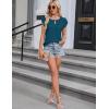 imageBlooming Jelly Womens Dressy Casual Blouses Business Short Sleeve T Shirts Summer Work Top Pleated Keyhole ShirtsTeal