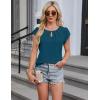 imageBlooming Jelly Womens Dressy Casual Blouses Business Short Sleeve T Shirts Summer Work Top Pleated Keyhole ShirtsTeal