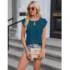 imageBlooming Jelly Womens Dressy Casual Blouses Business Short Sleeve T Shirts Summer Work Top Pleated Keyhole ShirtsTeal