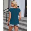imageBlooming Jelly Womens Dressy Casual Blouses Business Short Sleeve T Shirts Summer Work Top Pleated Keyhole ShirtsTeal