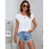 imageBlooming Jelly Womens Dressy Casual Blouses Business Short Sleeve T Shirts Summer Work Top Pleated Keyhole ShirtsWhite