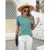 imageBlooming Jelly Womens Dressy Casual Blouses Business Work Tops Lace Short Sleeve Shirts Trendy Summer Outfits 2024Turquoise