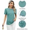 imageBlooming Jelly Womens Dressy Casual Blouses Business Work Tops Lace Short Sleeve Shirts Trendy Summer Outfits 2024Turquoise