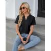 imageBlooming Jelly Womens Dressy Casual Blouses Business Work Tops Short Sleeve V Neck Pleated T Shirts 2024 Summer OutfitsBlack