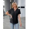 imageBlooming Jelly Womens Dressy Casual Blouses Business Work Tops Short Sleeve V Neck Pleated T Shirts 2024 Summer OutfitsBlack