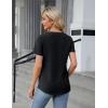 imageBlooming Jelly Womens Dressy Casual Blouses Business Work Tops Short Sleeve V Neck Pleated T Shirts 2024 Summer OutfitsBlack