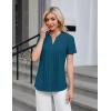 imageBlooming Jelly Womens Dressy Casual Blouses Business Work Tops Short Sleeve V Neck Pleated T Shirts 2024 Summer OutfitsBlue
