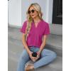 imageBlooming Jelly Womens Dressy Casual Blouses Business Work Tops Short Sleeve V Neck Pleated T Shirts 2024 Summer OutfitsHot Pink