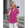 imageBlooming Jelly Womens Dressy Casual Blouses Business Work Tops Short Sleeve V Neck Pleated T Shirts 2024 Summer OutfitsHot Pink